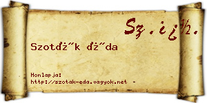 Szoták Éda névjegykártya